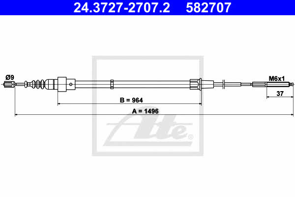 Ate 24.3727-2707.2 Cable Pull, parking brake 24372727072