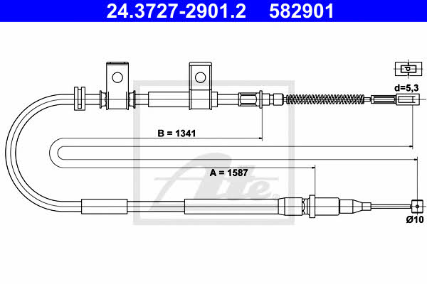 Ate 24.3727-2901.2 Cable Pull, parking brake 24372729012