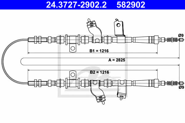 Ate 24.3727-2902.2 Cable Pull, parking brake 24372729022