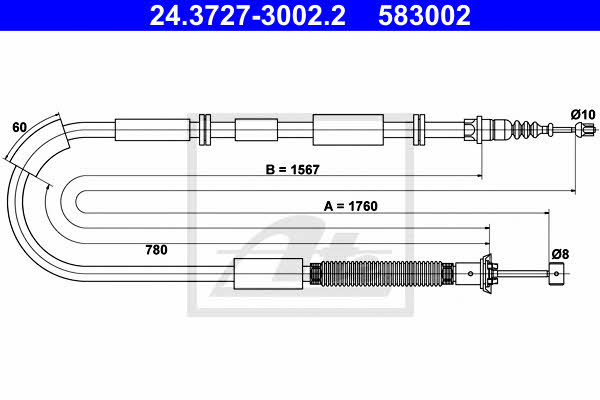 Ate 24.3727-3002.2 Parking brake cable, right 24372730022