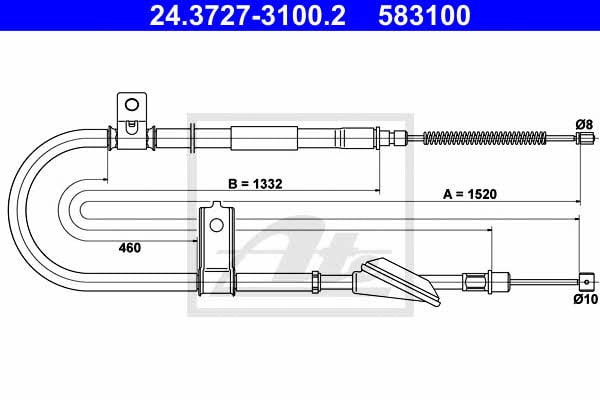Ate 24.3727-3100.2 Parking brake cable, right 24372731002