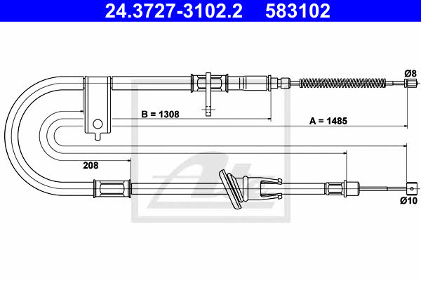 Ate 24.3727-3102.2 Parking brake cable, right 24372731022