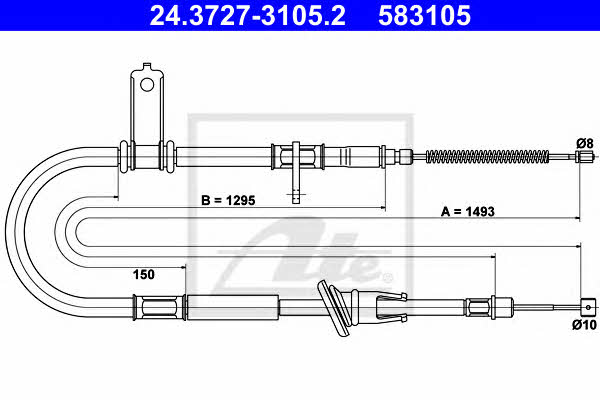 Ate 24.3727-3105.2 Parking brake cable left 24372731052