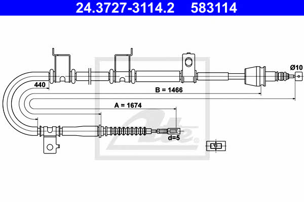 Ate 24.3727-3114.2 Parking brake cable, right 24372731142