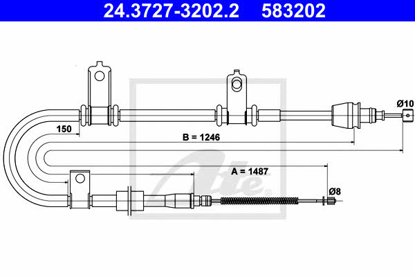 Ate 24.3727-3202.2 Cable Pull, parking brake 24372732022
