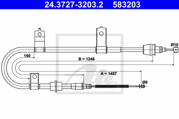 Ate 24.3727-3203.2 Parking brake cable, right 24372732032