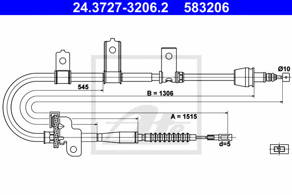Ate 24.3727-3206.2 Parking brake cable left 24372732062 24372732062 Ate Parking brake cable left