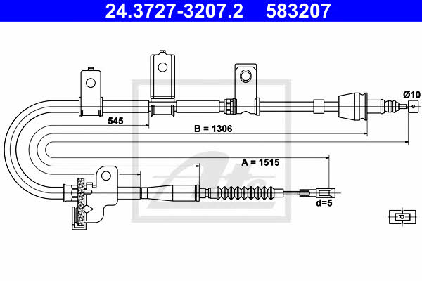 Ate 24.3727-3207.2 Parking brake cable, right 24372732072 24372732072 Ate Parking brake cable, right