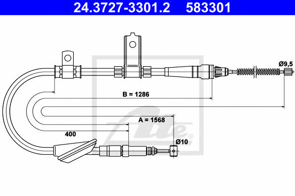 Ate 24.3727-3301.2 Parking brake cable, right 24372733012