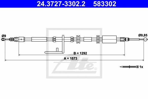 Ate 24.3727-3302.2 Cable Pull, parking brake 24372733022