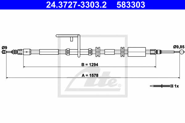 Ate 24.3727-3303.2 Cable Pull, parking brake 24372733032