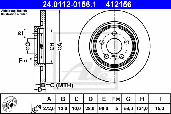 Ate Rear brake disc, non-ventilated – price 169 PLN