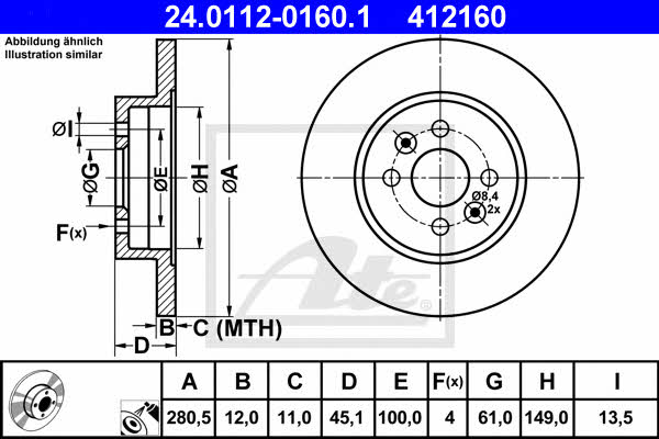 Ate Rear solid brake disc – price 230 PLN