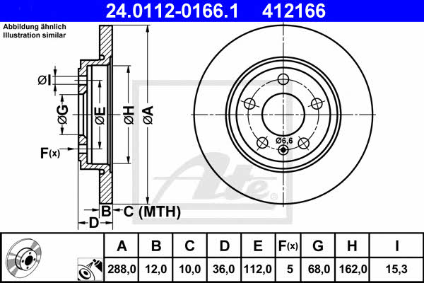 Ate Rear brake disc, non-ventilated – price 199 PLN