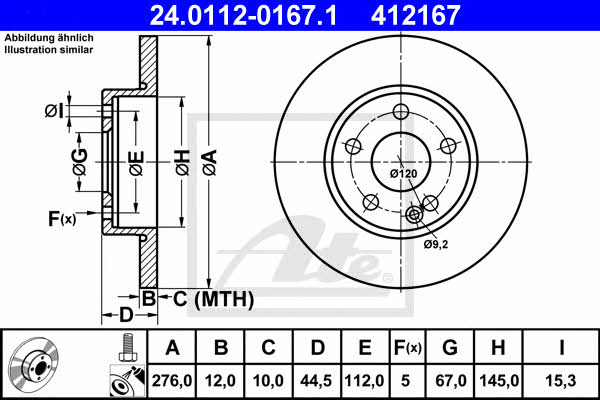 Ate Unventilated front brake disc – price 161 PLN