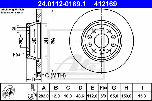 Ate Rear solid brake disc – price 204 PLN