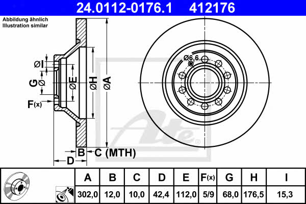 Ate Rear brake disc, non-ventilated – price 251 PLN
