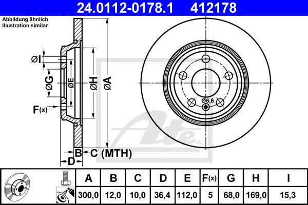 Ate Rear brake disc, non-ventilated – price 250 PLN