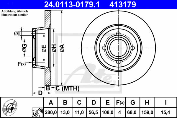 Ate Unventilated front brake disc – price 188 PLN