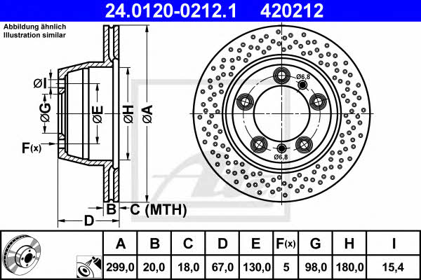 Ate 24.0120-0212.1 Rear ventilated brake disc 24012002121