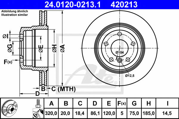 Ate 24.0120-0213.1 Rear ventilated brake disc 24012002131