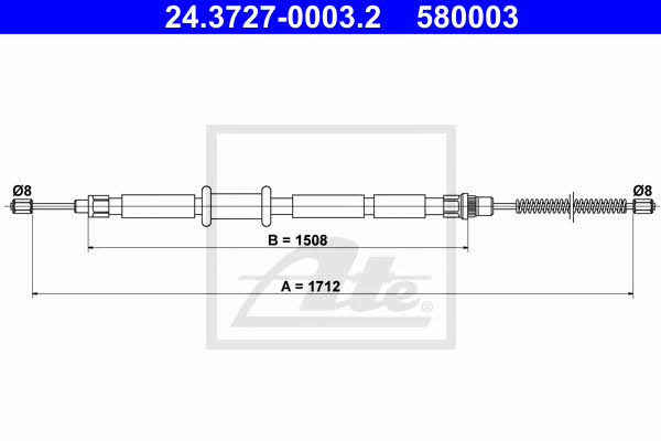 Ate 24.3727-0003.2 Parking brake cable, right 24372700032