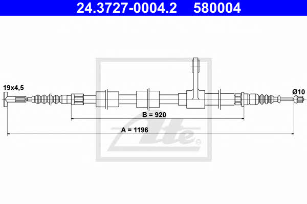 Ate 24.3727-0004.2 Parking brake cable, right 24372700042