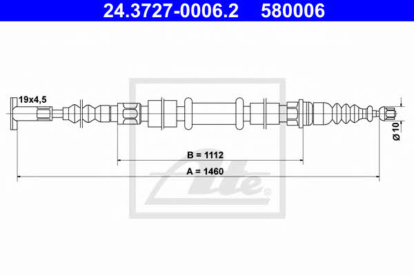 Ate 24.3727-0006.2 Parking brake cable, right 24372700062