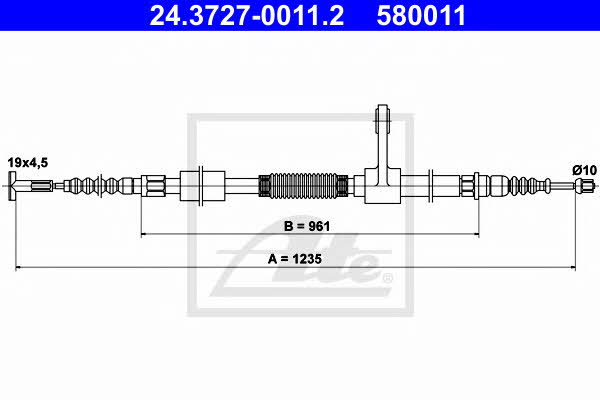 Ate 24.3727-0011.2 Parking brake cable left 24372700112
