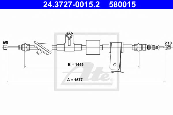 Ate 24.3727-0015.2 Parking brake cable, right 24372700152