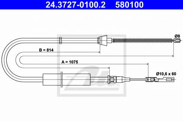 Ate 24.3727-0100.2 Cable Pull, parking brake 24372701002