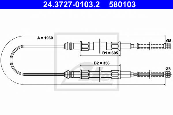 Ate 24.3727-0103.2 Cable Pull, parking brake 24372701032