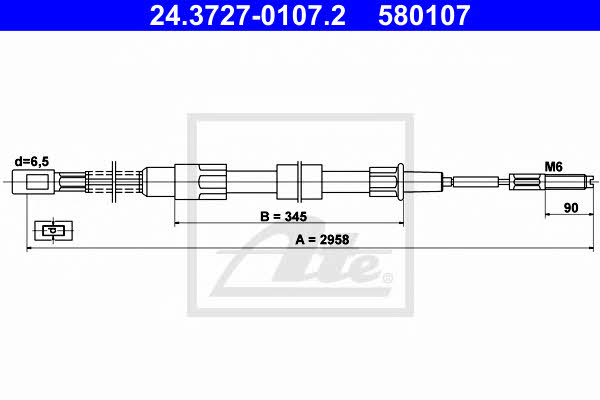 Ate 24.3727-0107.2 Cable Pull, parking brake 24372701072