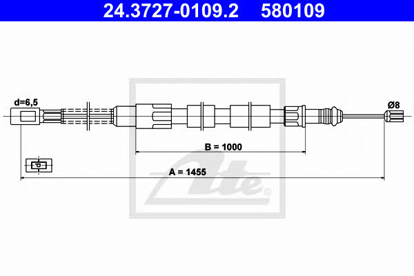 Ate 24.3727-0109.2 Cable Pull, parking brake 24372701092