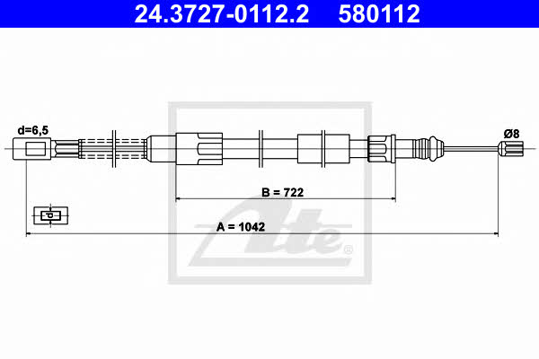 Ate 24.3727-0112.2 Parking brake cable, right 24372701122
