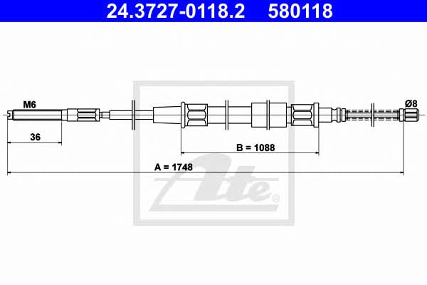 Ate 24.3727-0118.2 Handbrake cable 24372701182 24372701182 Ate Handbrake cable