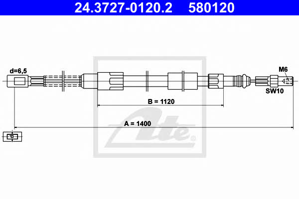 Ate 24.3727-0120.2 Cable Pull, parking brake 24372701202