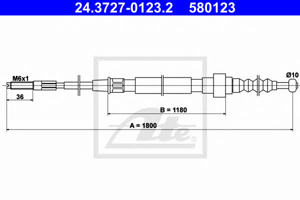 Ate 24.3727-0123.2 Cable Pull, parking brake 24372701232