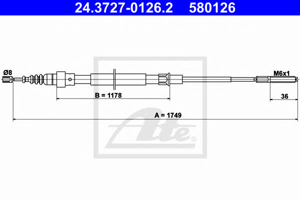 Ate 24.3727-0126.2 Cable Pull, parking brake 24372701262
