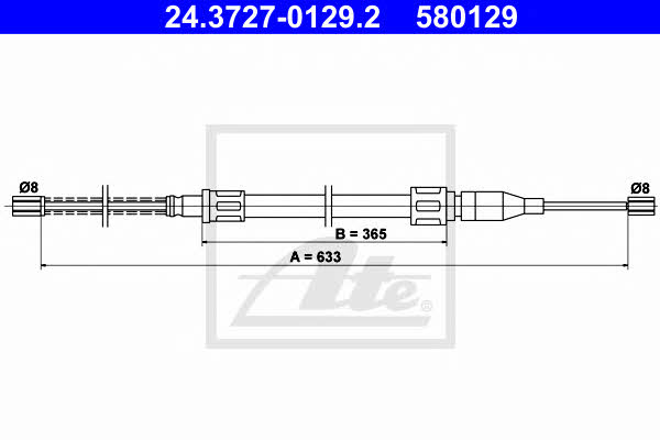 Ate 24.3727-0129.2 Cable Pull, parking brake 24372701292