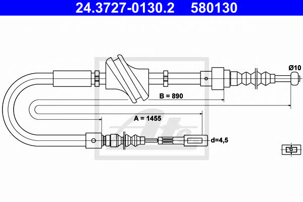 Ate 24.3727-0130.2 Cable Pull, parking brake 24372701302