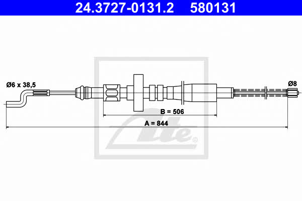 Ate 24.3727-0131.2 Cable Pull, parking brake 24372701312