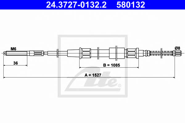 Ate 24.3727-0132.2 Cable Pull, parking brake 24372701322