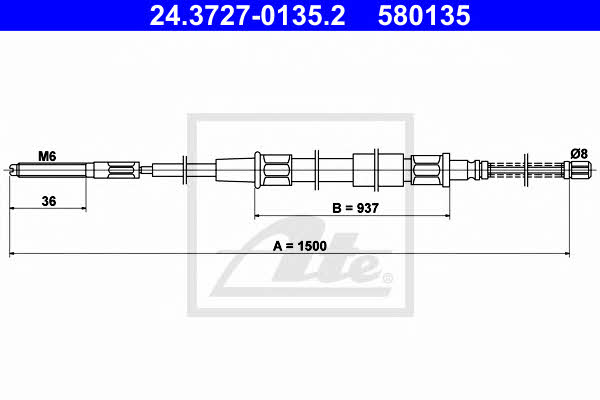 Ate 24.3727-0135.2 Cable Pull, parking brake 24372701352