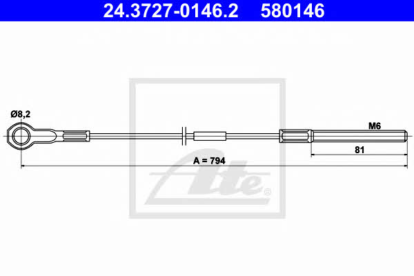 Ate 24.3727-0146.2 Cable Pull, parking brake 24372701462