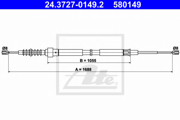 Ate 24.3727-0149.2 Cable Pull, parking brake 24372701492