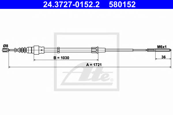 Ate 24.3727-0152.2 Cable Pull, parking brake 24372701522
