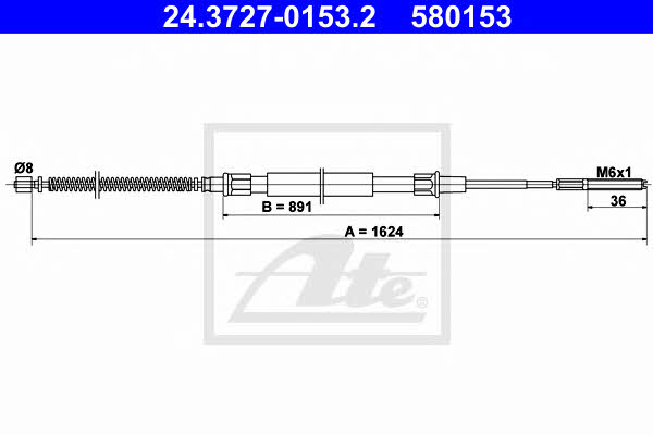 Ate 24.3727-0153.2 Cable Pull, parking brake 24372701532