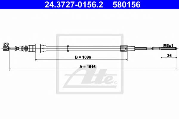 Ate 24.3727-0156.2 Cable Pull, parking brake 24372701562