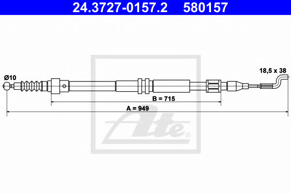 Ate 24.3727-0157.2 Cable Pull, parking brake 24372701572